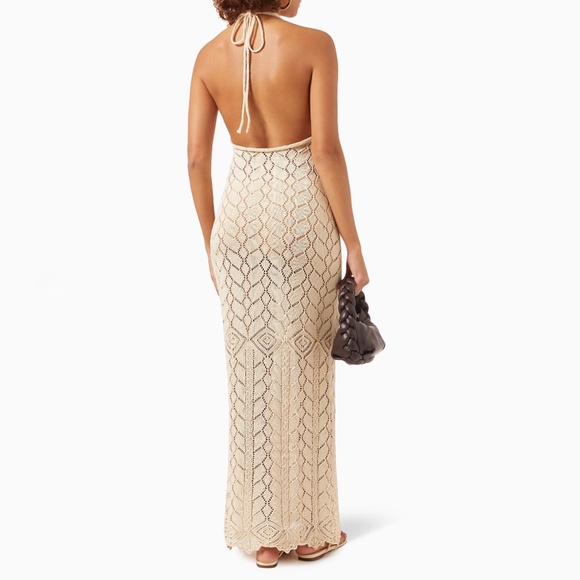 Savannah Morrow Beige Maxi Knit Halter Dress NEW - Picture 8 of 10